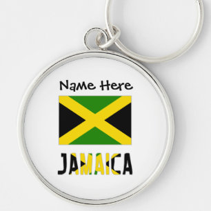 Jamaica and Jamaican Flag with Your Name Keychain