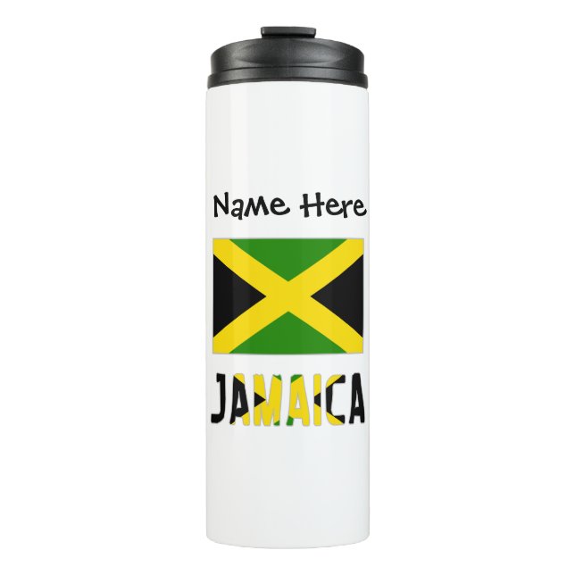Jamaica and Jamaican Flag with Your Name Thermal Tumbler (Front)