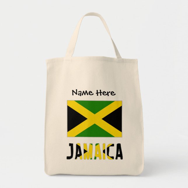 Jamaica and Jamaican Flag with Your Name Tote Bag (Front)