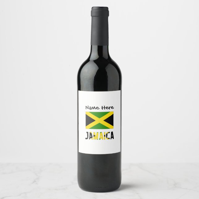 Jamaica and Jamaican Flag with Your Name Wine Label (Front)