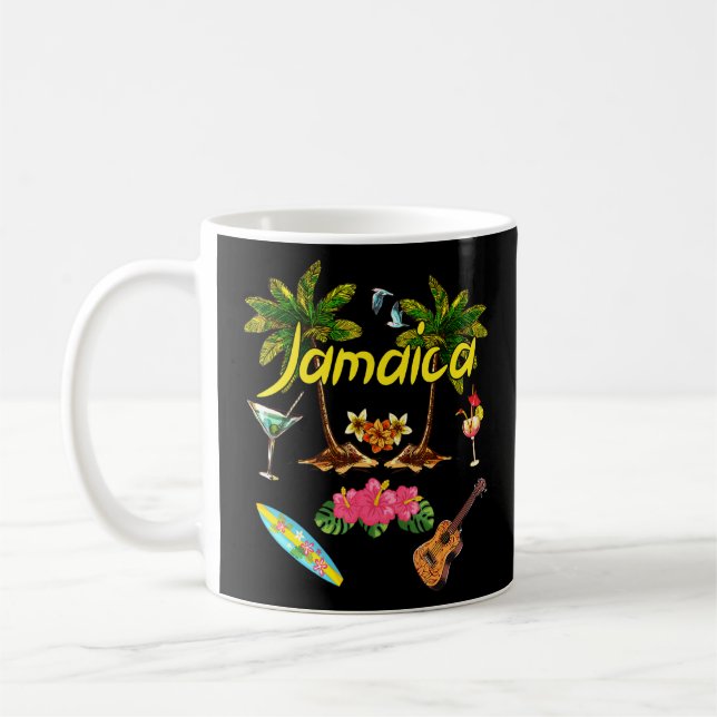 Jamaica Beach Summer Palm Surf Sun Set Palm Trees  Coffee Mug (Left)