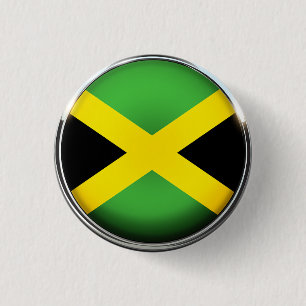 JAMAICA BLACK YELLOW GREEN FLAG 1 INCH ROUND BUTTON