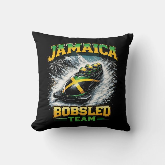 Jamaica Bobsled Team Throw Pillow (Front)