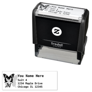 Jamaica Butterfly Monogram Return Address Self-inking Stamp