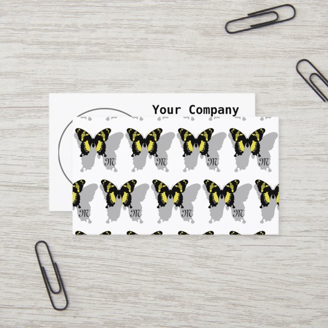 Jamaica Butterfly Shadow Monogram Business Card (Front/Back In Situ)