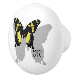 Jamaica Butterfly Shadow Monogram Ceramic Knob