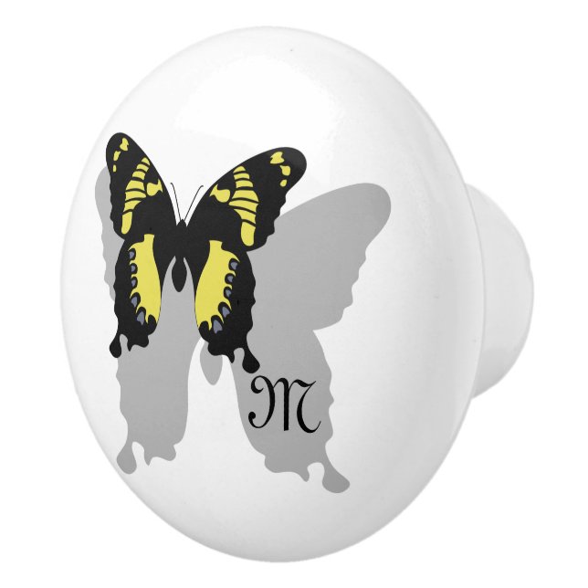 Jamaica Butterfly Shadow Monogram Ceramic Knob (Right)