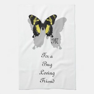 Jamaica Butterfly Shadow Monogram Kitchen Towel