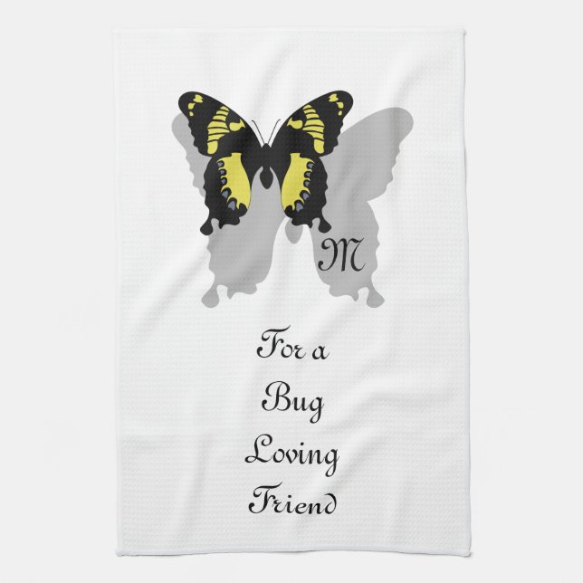 Jamaica Butterfly Shadow Monogram Kitchen Towel (Vertical)