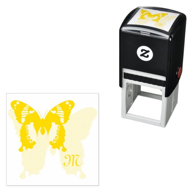 Jamaica Butterfly Shadow Monogram Self-inking Stamp (In Situ)