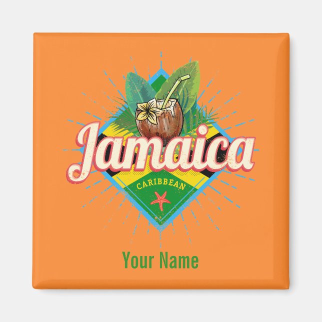 Jamaica caribbean retro flag vacation vintage magnet (Front)