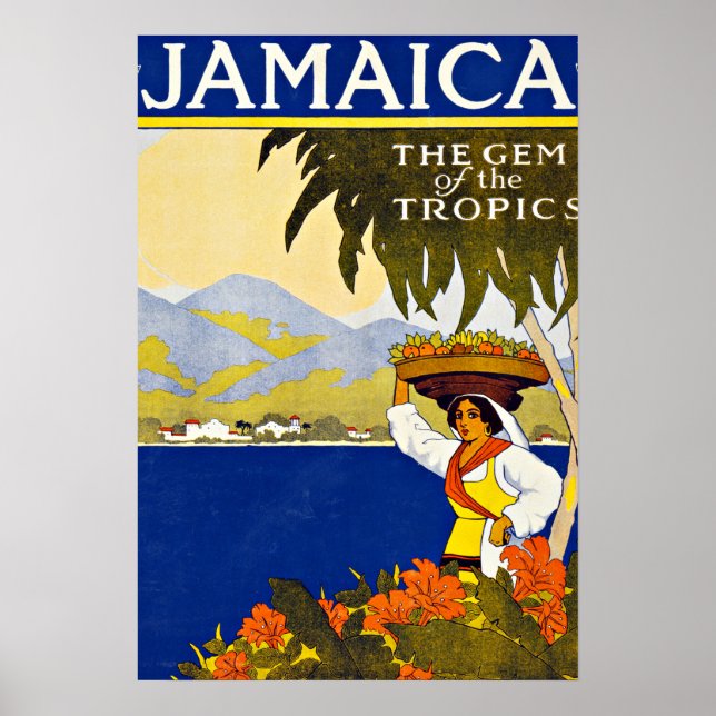 Jamaica Caribbean Sea Vintage Travel Poster (Front)