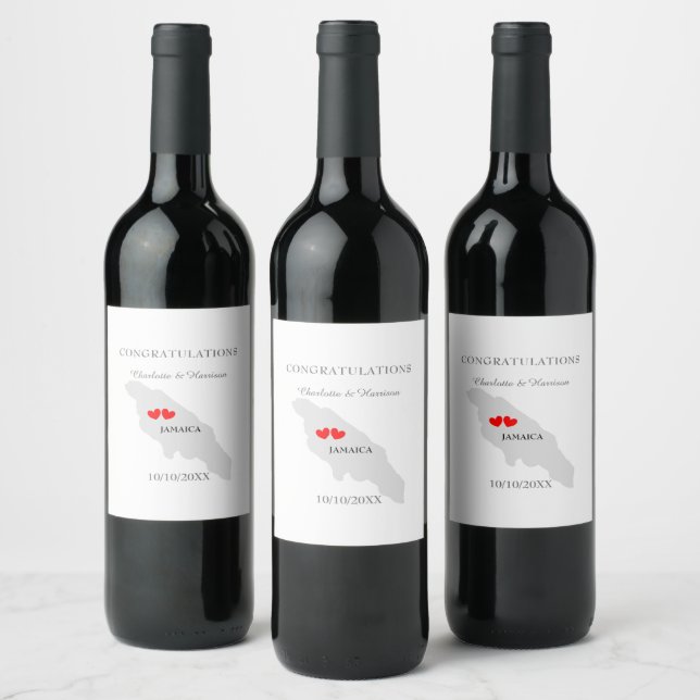 Jamaica Caribbean Weddings Celebration Wine Label (Bottles)