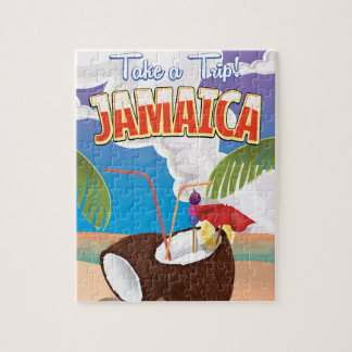 Jamaica Cartoon travel poster Jigsaw Puzzle