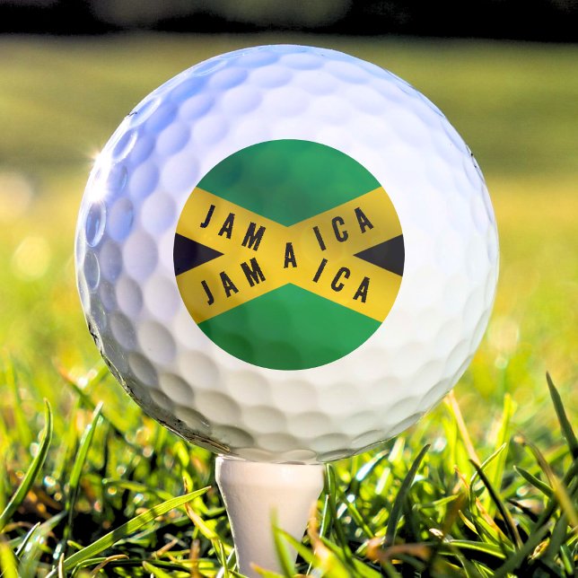 Jamaica Caution Tape Green Gold Jamaican Flag  Golf Balls (jamaica jamaican flag golf ball)