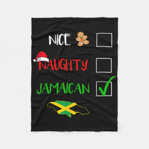 Jamaica Christmas Naughty Nice Check List Jamaican Fleece Blanket