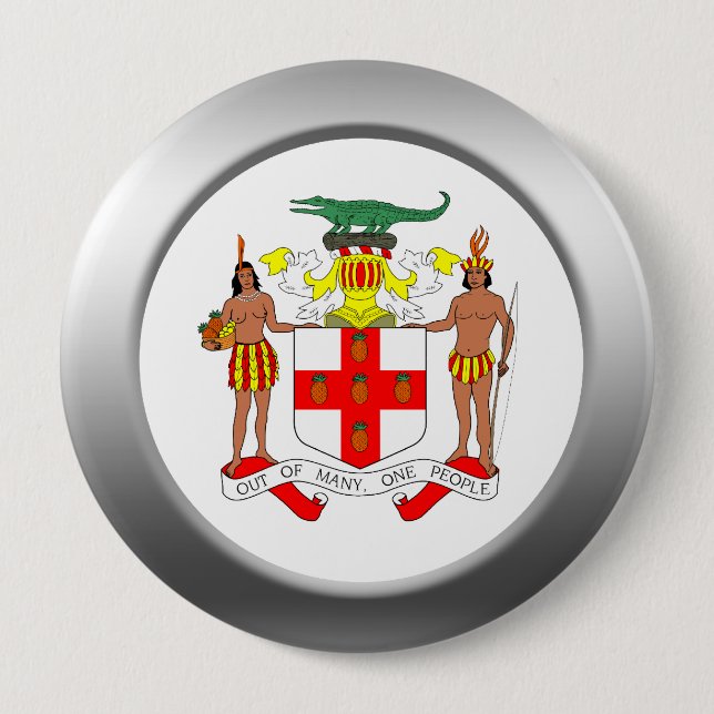 Jamaica Coat of Arms 4 Inch Round Button (Front)