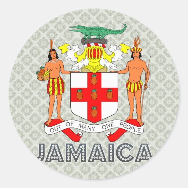 Jamaica Coat of Arms Classic Round Sticker (Front)