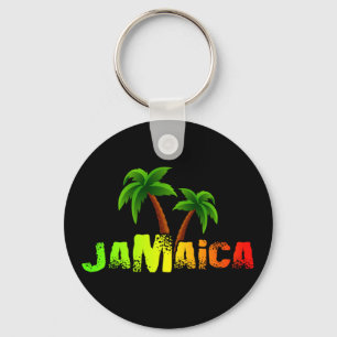 Jamaica coconut trees colorful keychain