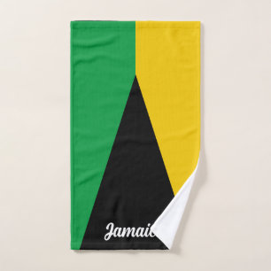 Jamaica Colors Green Black & Gold Jamaican Hand Towel