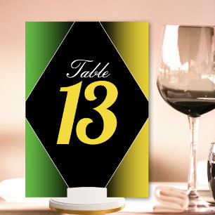 Jamaica Colors Green Gold Caribbean Restaurant Table Number