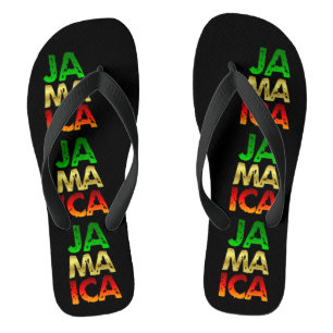 Jamaica colourful typography flip flops