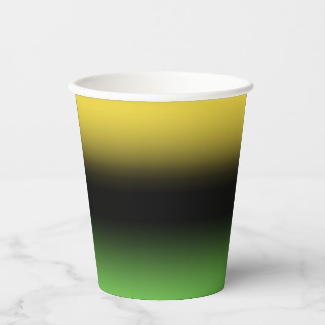 Jamaica Colours Gradient Green and Yellow Paper Cups (Front)