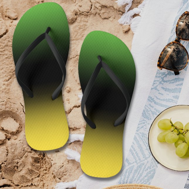 Jamaica Colours Gradient Ombre Green & Yellow Flip Flops (Jamaica Colors Gradient Ombre Green & Yellow Flip Flops)