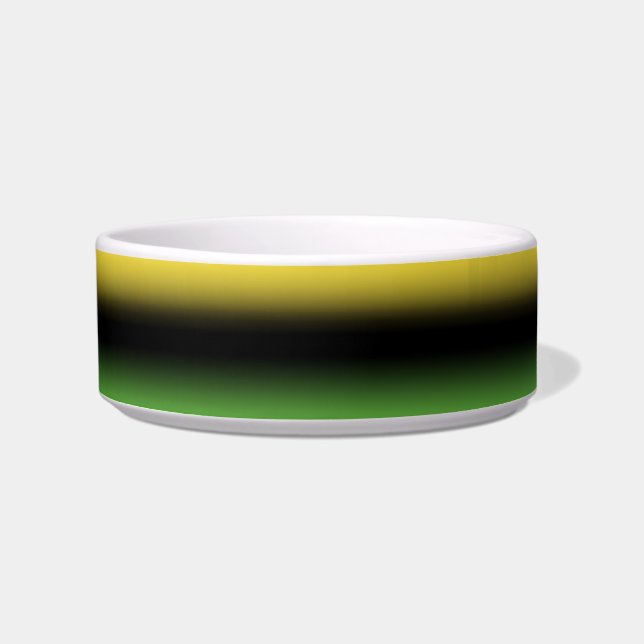 Jamaica Colours Ombre Gradient Green Black & Gold Bowl (Front)