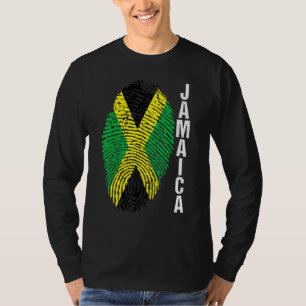 Jamaica Countries Flag Fingerprint Graphic Sleeve T-Shirt