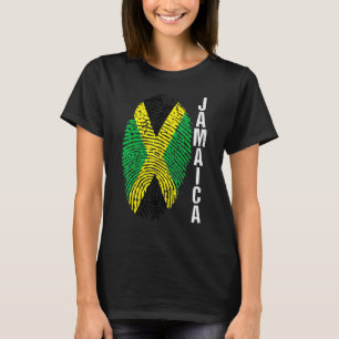 Jamaica Countries Flag Fingerprint Graphic Sleeve  T-Shirt
