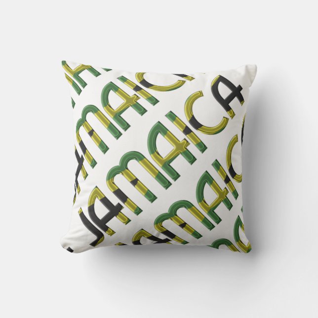 Jamaica Country Flag Colours Typography Souvenir Throw Pillow (Front)