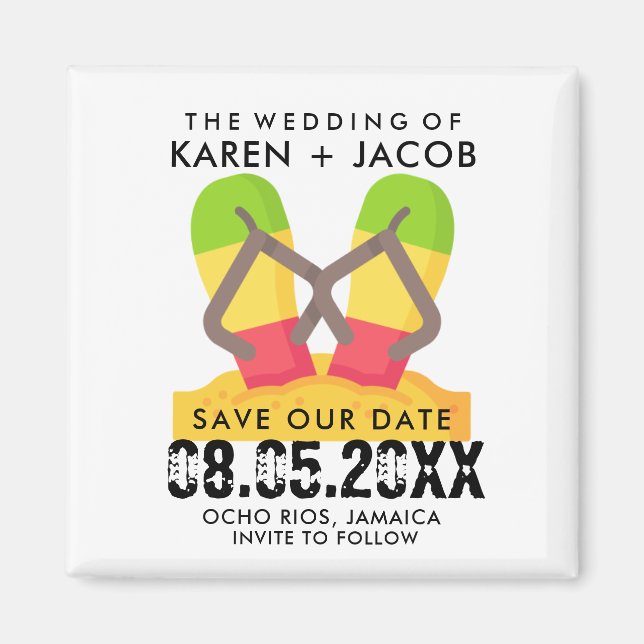 Jamaica Destination Beach Wedding Save the Date Magnet (Front)