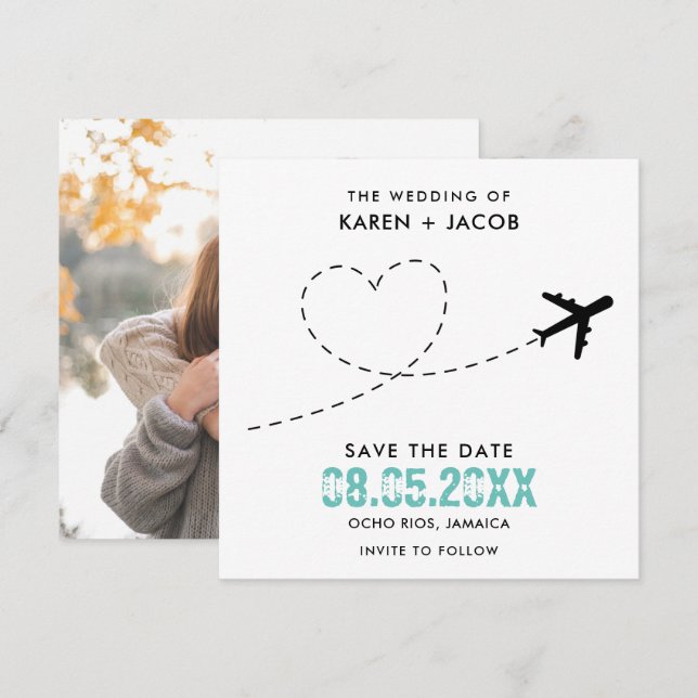 Jamaica Destination Wedding Photo Save the Date (Front/Back)
