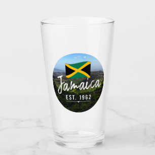 "Jamaica Est. 1962" Blue Mountains With Flag Glass