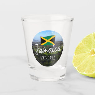 "Jamaica Est. 1962" Blue Mountains With Flag Shot Glass