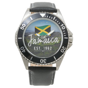 "Jamaica Est. 1962" Blue Mountains With Flag Watch