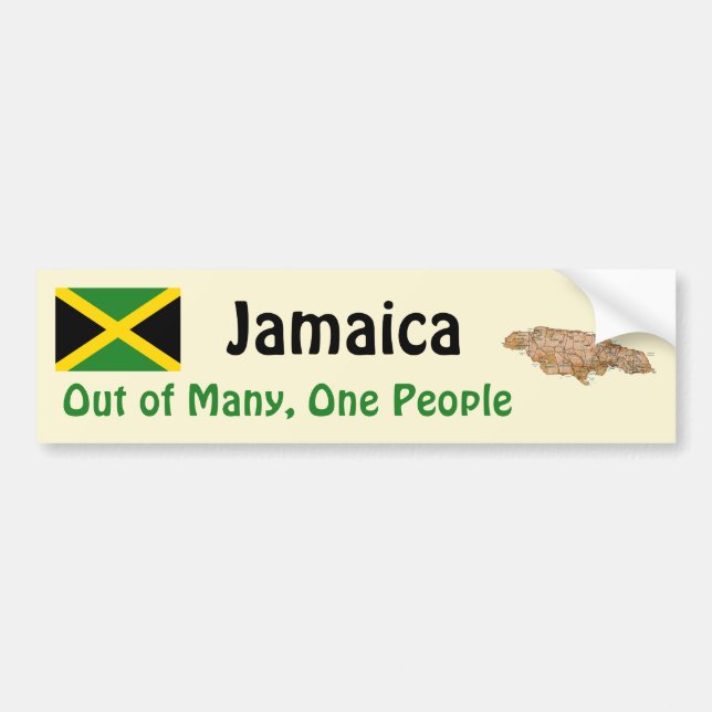Jamaica Flag and Map Bumper Sticker (Front)