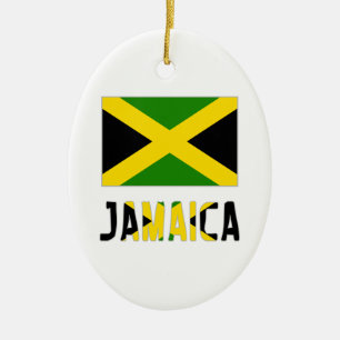 Jamaica Flag and Word Ceramic Ornament