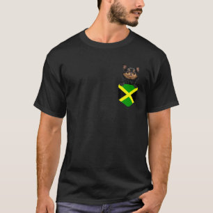 Jamaica Flag Black Chihuahua Dog In Pocket T-Shirt