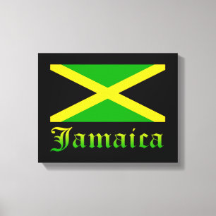 Jamaica Flag, Black, Green and Yellow Canvas Print