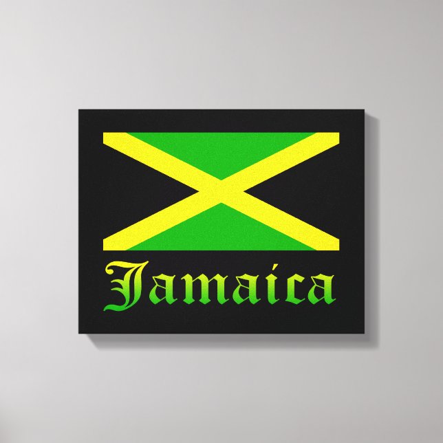 Jamaica Flag, Black, Green and Yellow Canvas Print (Front)
