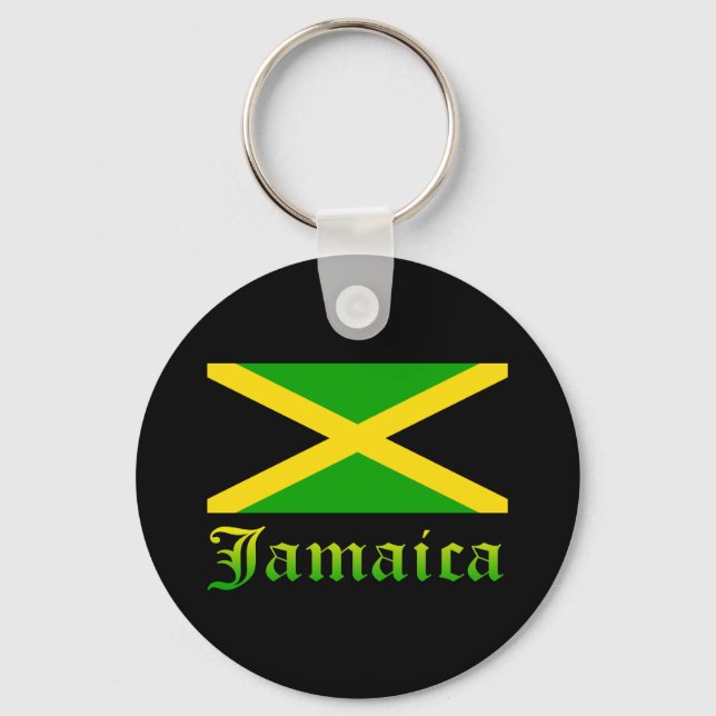 Jamaica Flag, Black, Green and Yellow Keychain (Front)