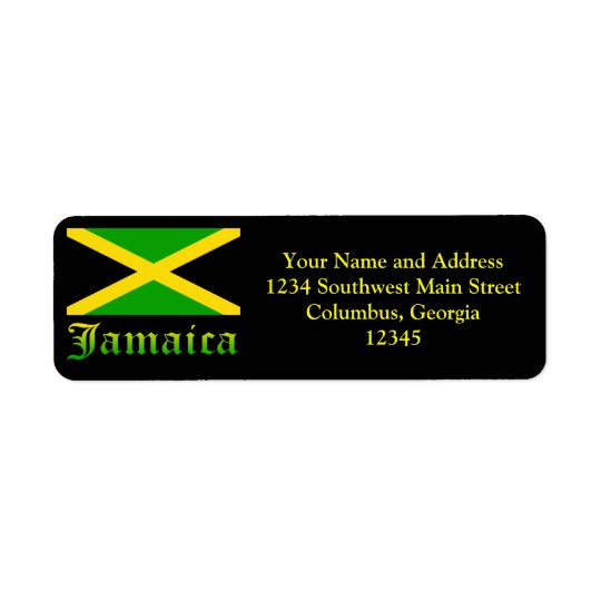 Jamaica Flag, Black, Green and Yellow Return Address Label