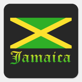 Jamaica Flag, Black, Green and Yellow Square Sticker
