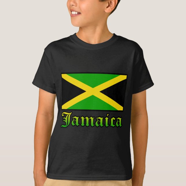 Jamaica Flag, Black, Green and Yellow T-Shirt (Front)