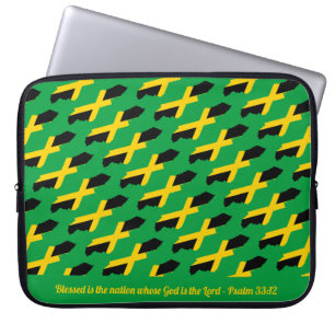 JAMAICA FLAG Customizable Scripture GREEN Laptop Sleeve