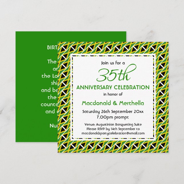 JAMAICA FLAG Customized Anniversary Celebration Invitation (Front/Back)