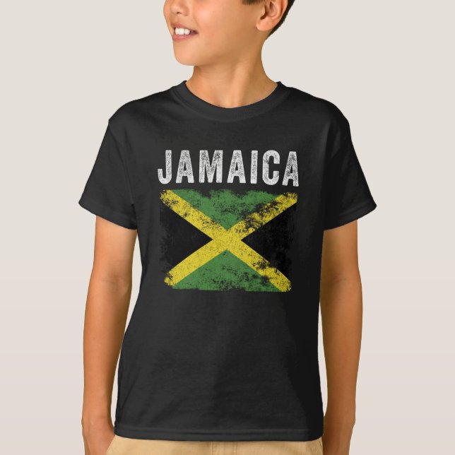 Jamaica Flag Distressed - Jamaican Flag T-Shirt (Front)