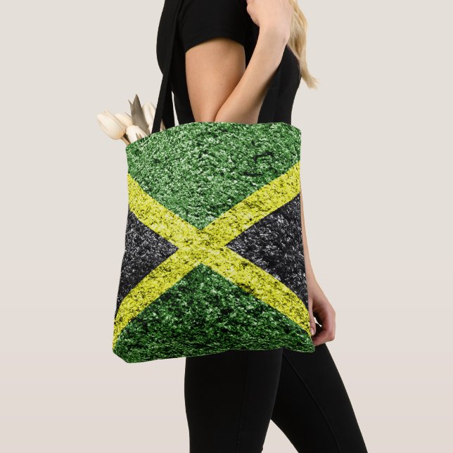 Jamaica Flag Distressed Tote Bag (Close Up)